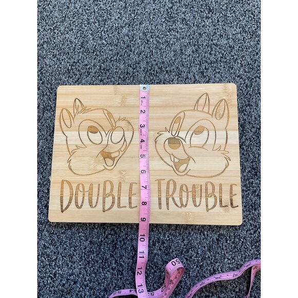 Chip & Dale "Double Trouble" Bamboo Cutting Board Engraved Design Kitchen Decor - Picture 2 of 4